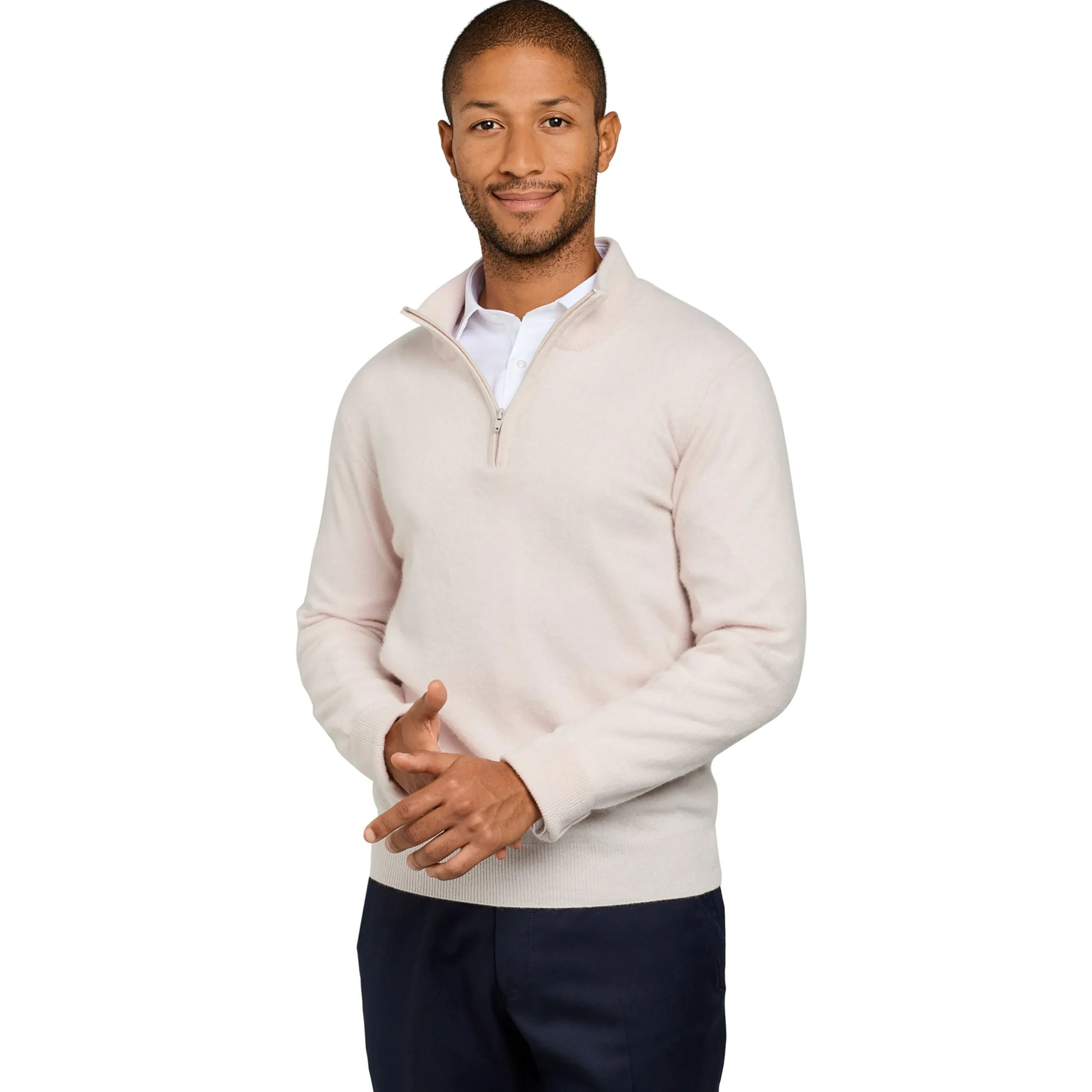 LodinG Pull col zip laine Mérinos et cachemire crème Ecru Flash Sale